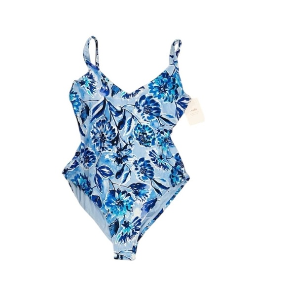 Andie Swim Blue Floral Baia One Piece Swimsuit Size Medium NEW AO205 NEW BLUE - Picture 4 of 12